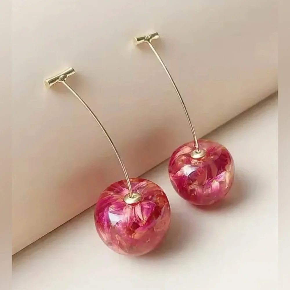 Anthropologie Cherry Red Drop Earrings | New - Picture 1 of 11